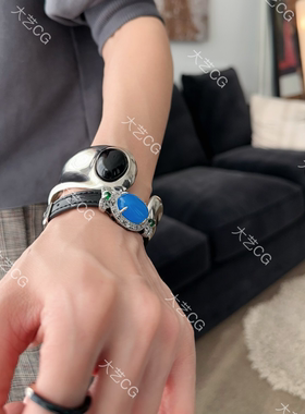 蓝色手链高级感新中式玛瑙手镯彩宝皮带小众配饰腕饰手环手镯