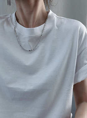 纯银心形项链多种戴法双面抽绳调节扣中短925银饰品颈链choker