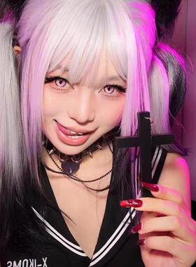 复古暗黑风y2k亚文化长款木质十字架项链万圣节毛衣链哥特锁骨链