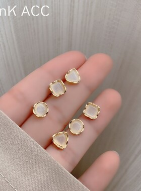 套装猫眼石新款潮独特银针