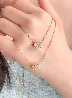 银色小蛮腰钛钢项链女生轻奢小众锁骨链颈链吊坠首饰品气质高级感