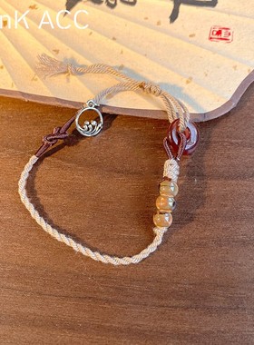 新款复古民族风文艺田园编织蝴蝶陶瓷手链国风新中式学生手绳