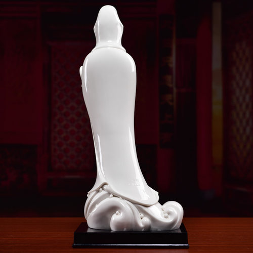戴玉堂 观音佛像 陶瓷家用供奉摆件慈航真人站立像拂尘观世音菩萨 - 图2