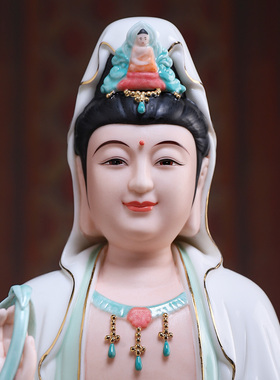 陶瓷观世音菩萨佛像坐像摆件供奉