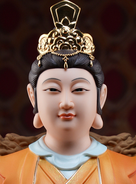 陶瓷彩绘金花教主家用供奉摆件