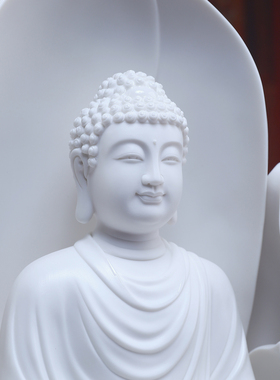 陶瓷如来佛释迦牟尼佛三宝佛供奉