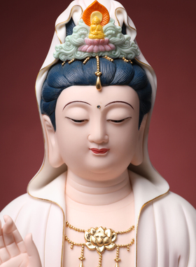 戴玉堂陶瓷唐彩古莲林建平摆件