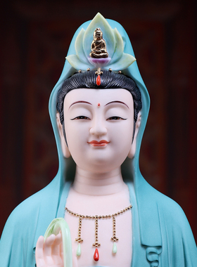 陶瓷精工彩观世音菩萨佛像摆件