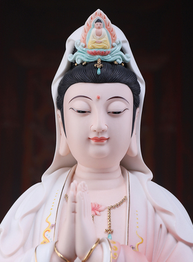 陶瓷合掌观世音菩萨佛像站像摆件