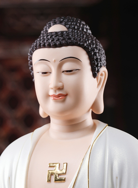 珍珠彩白衣如来佛像释迦牟尼像