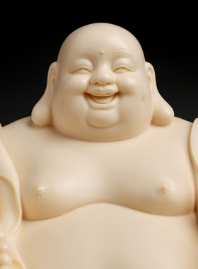 林弋新陶瓷莲心弥勒大肚笑佛摆件