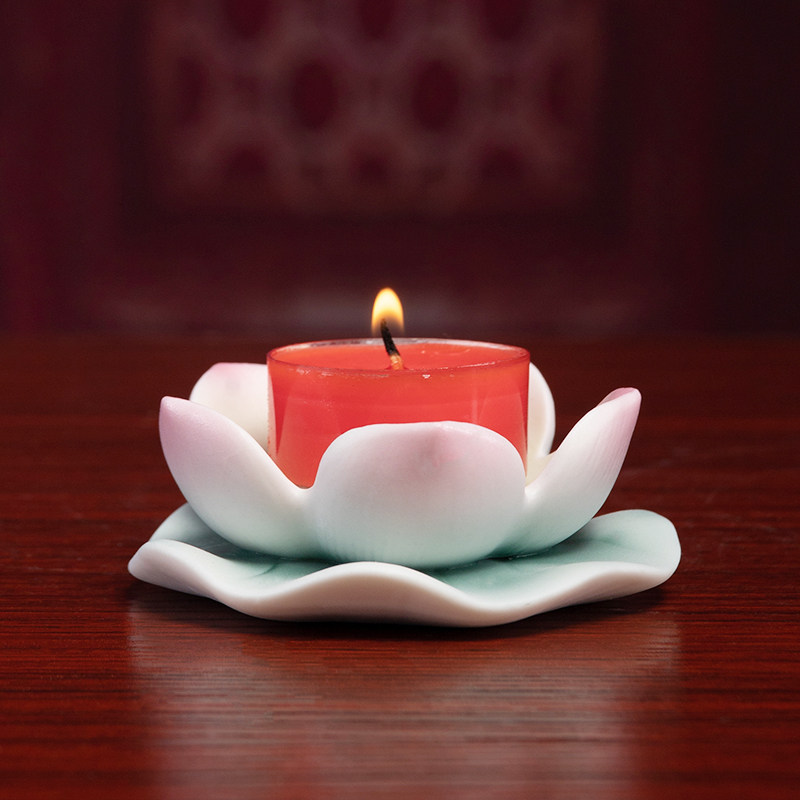 陶瓷莲花烛台供佛酥油灯座蜡烛供奉家用佛堂佛前佛具用品大全摆件,淘宝优惠券,粉丝福利购,淘宝优惠卷
