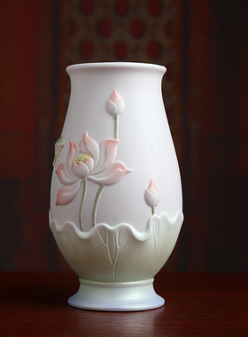 【新品首发】珠光彩陶瓷莲花花瓶