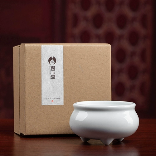 Керамическая маленькая горелка ладана на ладанном палате, ладан, ладан для статуи Будды Гуаньин Будда, поклонение белым фарфоровым аромату, мини -белый печать