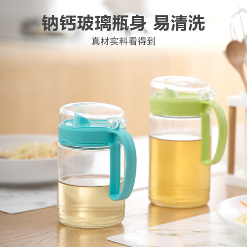 茶花油壶玻璃防漏厨房家用调味瓶酱油瓶醋瓶子套装大号小号装油罐 - 图0