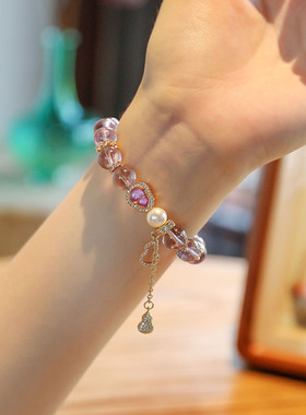 爱拉粉手链女轻奢小众高级感手串25新款叠戴设计感精致招桃花手饰