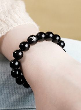 十二星座手链黑檀木镶银手饰珠子散串巨蟹座中式檀木手串文创批发