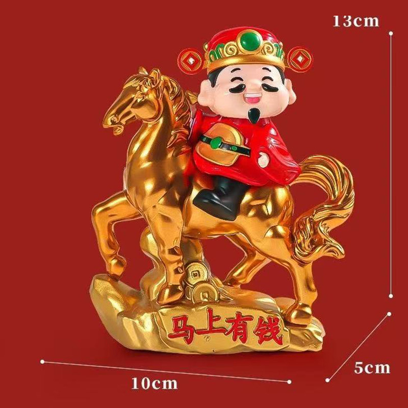 太阳能自动点头的财神爷摆件马上有钱招财神像家居车载车内装饰品