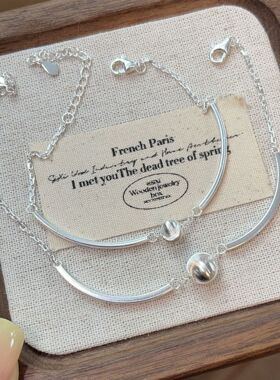 S925纯银弯管猫眼珠手链精致INS风气质设计感百搭叠戴手饰BLI349