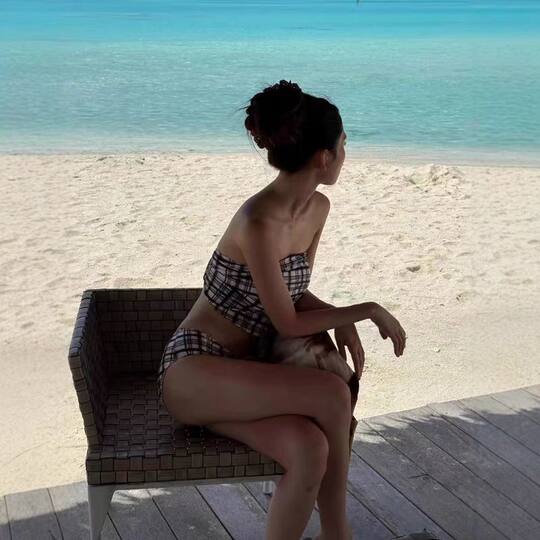 Jennie's same niche American hottie sexy retro plaid hottie split bikini small breasts spa swimsuit