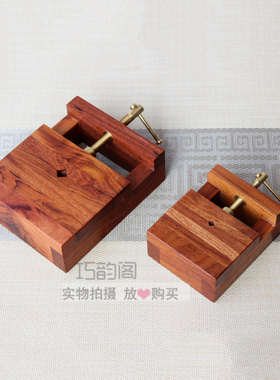 实木旋转印床圆形底座转盘夹木篆
