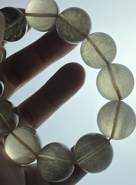 利比亚黄金陨石圆珠手链 黑金稀有材质通透明亮