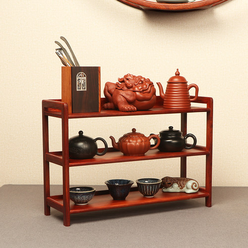 茶壶摆放架桌面博古架小型实木置物架展示架花梨木茶具茶杯收纳架 - 图1