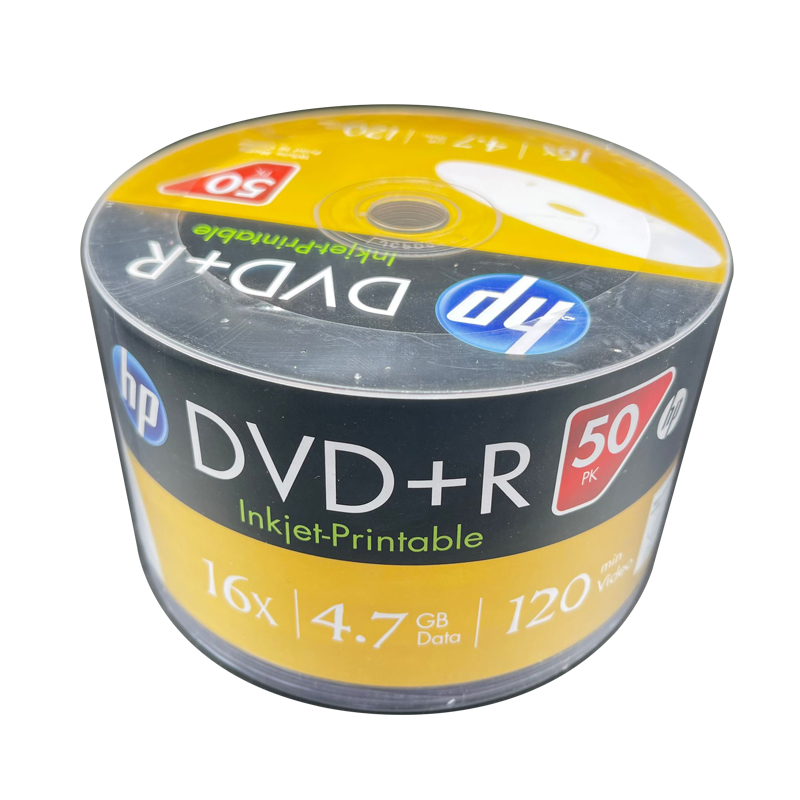 HP惠普铼德可打印DVD-R16X 4.7GB 50P桶装空白刻录光盘DVD打印盘-图1