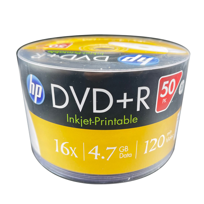 HP惠普铼德可打印DVD-R16X 4.7GB 50P桶装空白刻录光盘DVD打印盘-图0