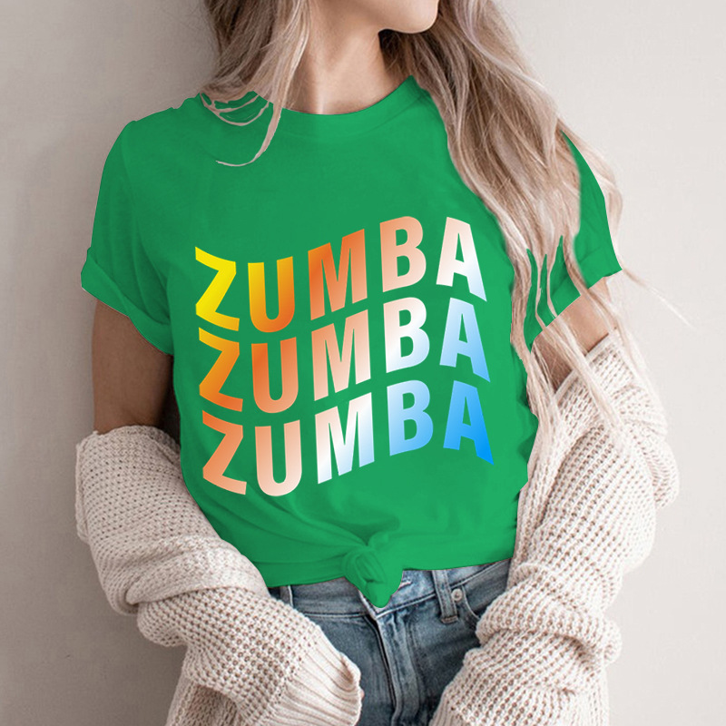 Zumba Letter Printed TShirt Setwear Funny Tshirt women-图0