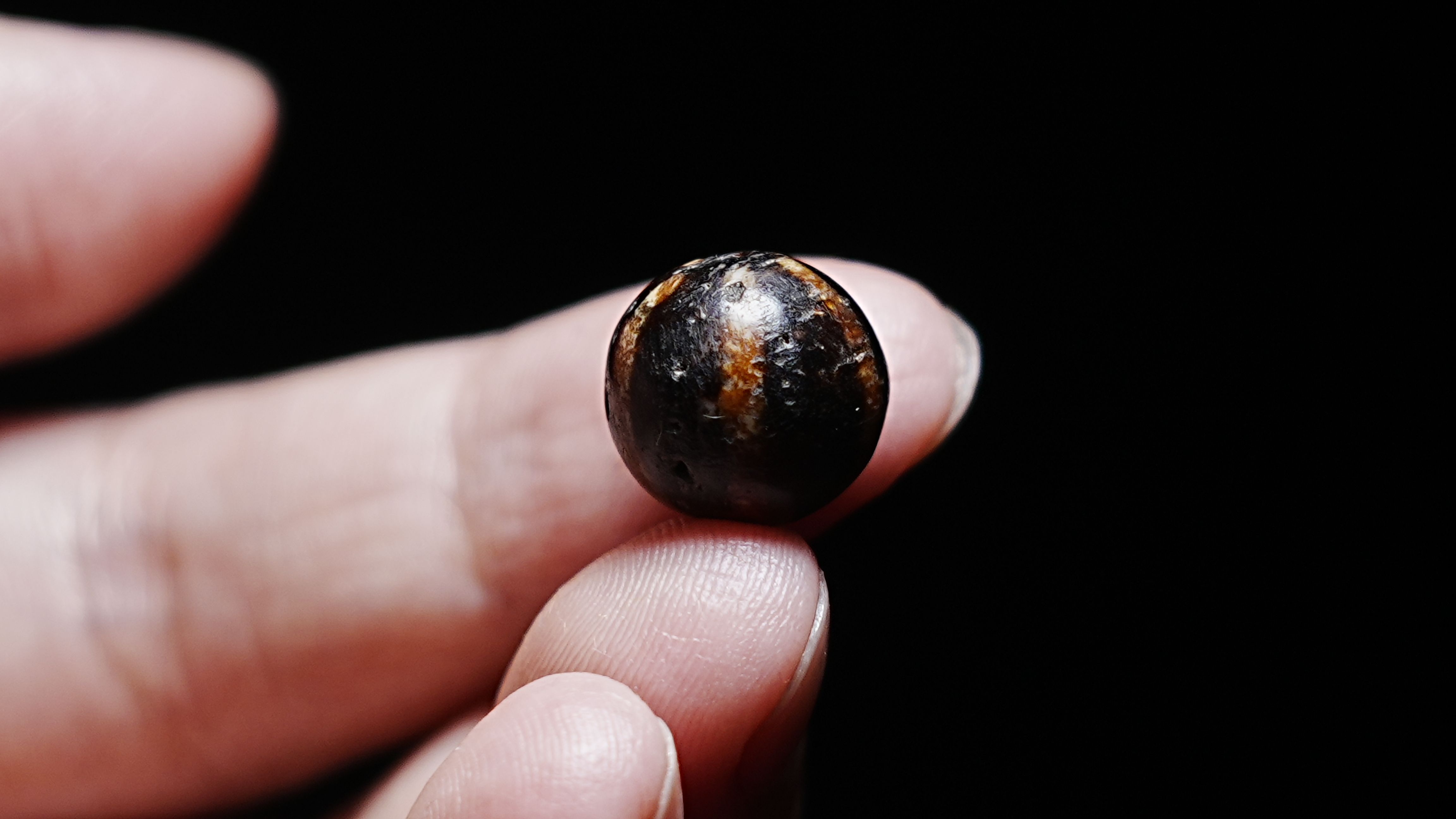 【藏传老邦提克珠】六线 单珠 散珠 手串 配饰 非菩提 天珠 - 图0