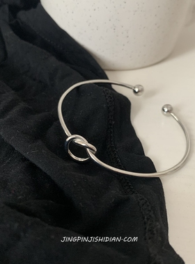 晶品 钛钢不掉色极细素圈手镯女夏开口ins小众设计感简约学生百搭
