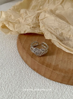 爱心活口少女心戒指小众设计锡纸