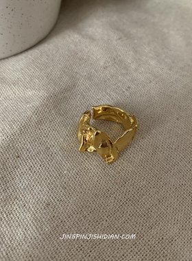 晶品黄铜开口女戒指凹凸纹理ins