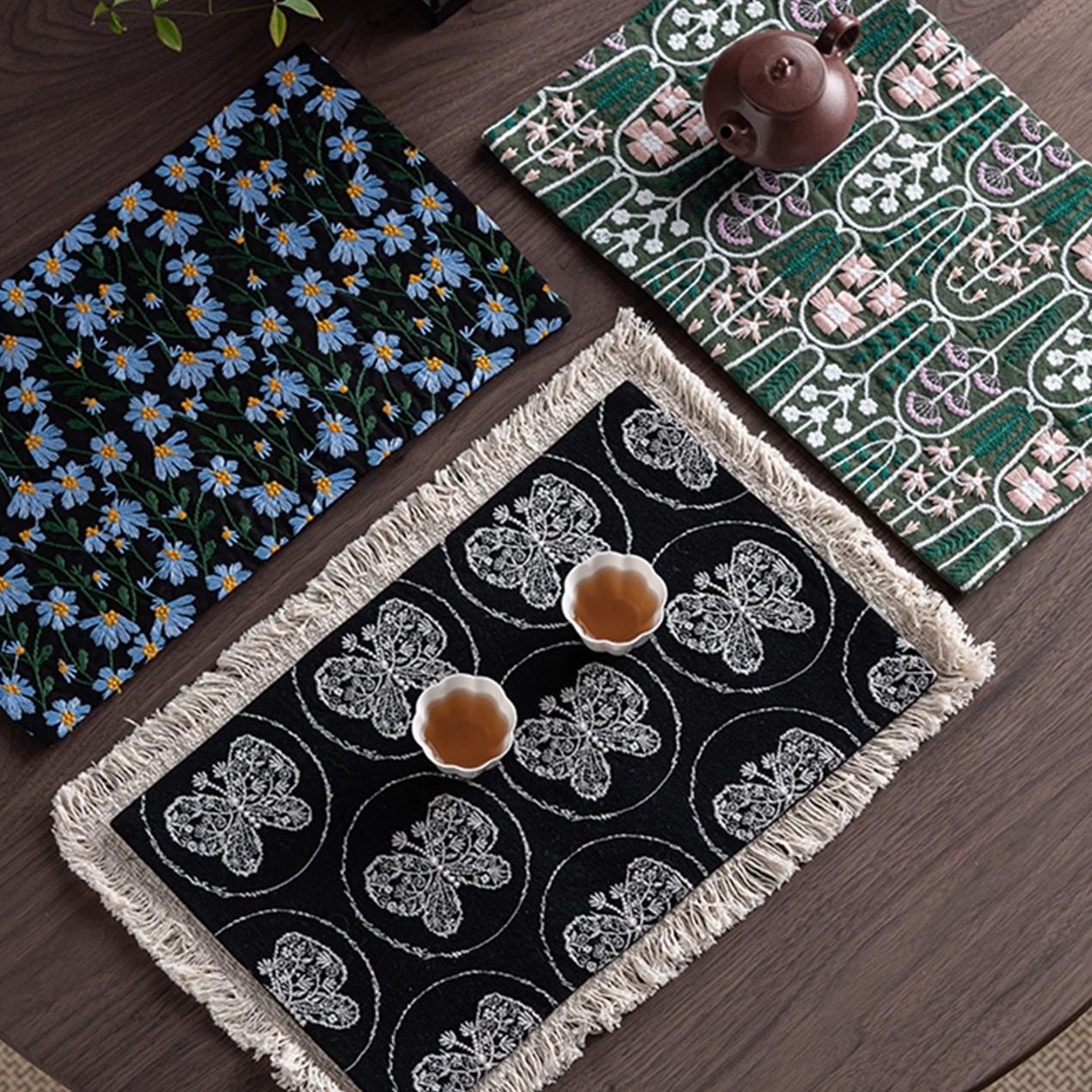 国风棉布繁花刺绣干泡席茶道配件茶室茶台茶席茶垫子桌布中式禅意,淘宝优惠券,粉丝福利购,淘宝优惠卷