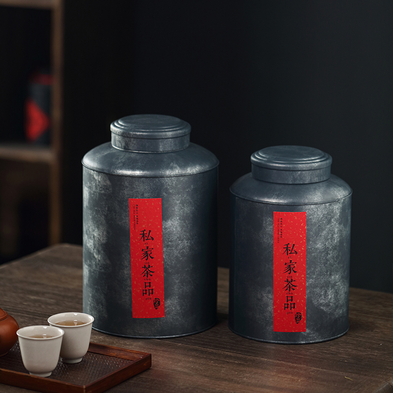 哲明马铁罐大号茶叶包装铁盒家用便携迷你金属茶盒密封罐茶叶罐-图0