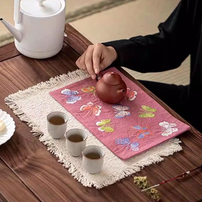 国风棉布繁花刺绣干泡席茶道配件茶室茶台茶席茶垫子桌布中式禅意,淘宝优惠券,粉丝福利购,淘宝优惠卷