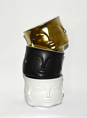 出口美国多面人脸缪斯摆件收纳罐