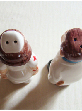 陶瓷亲吻医生护士调味瓶回礼摆件