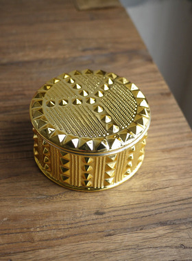 美国陶瓷镀金金色圆形收纳盒box