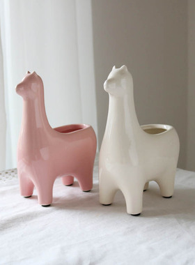 diy美国粉色可爱风花盆蜡烛摆件