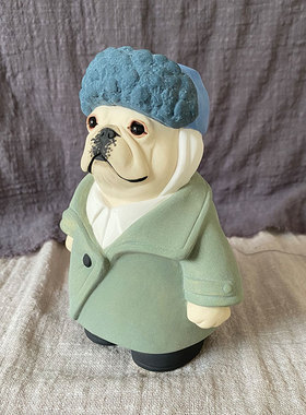 手作陶瓷法斗周边手办创意梵高公仔摆件原创可爱法国斗牛犬手工