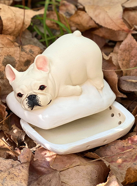 陶瓷法斗摆件手工桌面陶器法国斗牛犬周边可爱陶艺