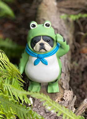 手作陶瓷原创法斗青蛙摆件客厅可爱治愈法国斗牛犬周边手办摆放礼