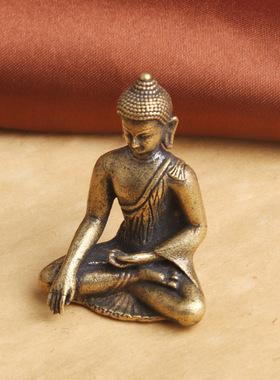 复古典藏国风艺术黄铜摆件古法手工匠作释迦牟尼佛像如来文玩收藏