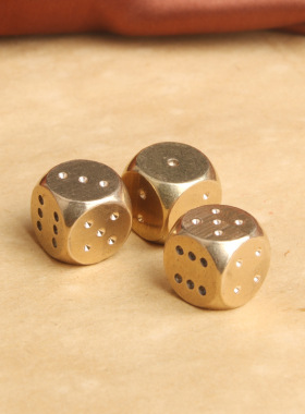 复古典藏国风艺术黄铜摆件古法手工匠作骰子棋牌麻将色子KTV酒吧