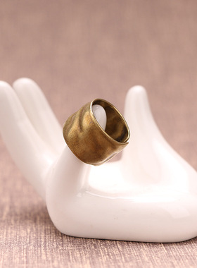 手工凹凸肌理简约女铜指环