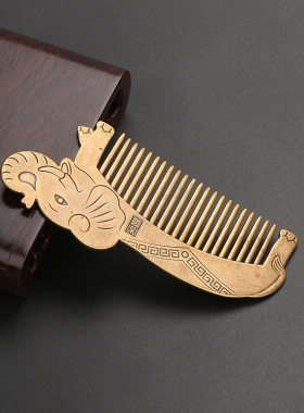 手工创意铜雕大象造型梳子美发