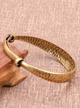 厂家直供民族纯铜手镯仿古吉祥鱼