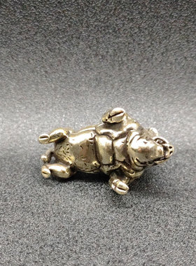 复古典藏国风艺术黄铜摆件古法手工匠作炸毛小野豪猪铜雕茶宠把件